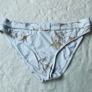 Floral Print Bikini Bottom white/tan, NWOT, Sz S, HIGH QUALITY FABRIC! So pretty